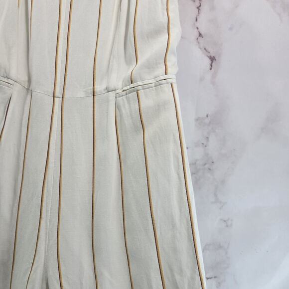 Anthropologie Jumpsuit Womens 8 Medium Linen Pinstripe Tank Essential - Picture 4 of 13